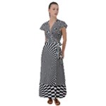 Circles Checkered Abstract Abstraction Art Flutter Sleeve Maxi Dress