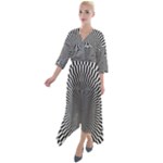 Circles Checkered Abstract Abstraction Art Quarter Sleeve Wrap Front Maxi Dress