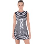 Circles Checkered Abstract Abstraction Art Lace Up Front Bodycon Dress