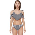 Circles Checkered Abstract Abstraction Art Ruffle Edge Tie Up Bikini Set	