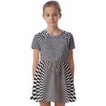 Circles Checkered Abstract Abstraction Art Kids  Short Sleeve Pinafore Style Dress