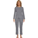 Circles Checkered Abstract Abstraction Art Womens  Long Sleeve Lightweight Pajamas Set