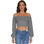 Circles Checkered Abstract Abstraction Art Long Sleeve Crinkled Weave Crop Top