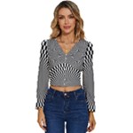 Circles Checkered Abstract Abstraction Art Long Sleeve V-Neck Top