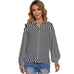 Circles Checkered Abstract Abstraction Art Women s Long Sleeve Button Up Shirt