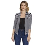 Circles Checkered Abstract Abstraction Art Women s Draped Front 3/4 Sleeve Shawl Collar Jacket