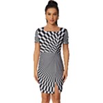 Circles Checkered Abstract Abstraction Art Fitted Knot Split End Bodycon Dress