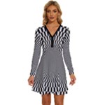 Circles Checkered Abstract Abstraction Art Long Sleeve Deep V Mini Dress 