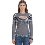 Circles Checkered Abstract Abstraction Art Women s Cut Out Long Sleeve T-Shirt