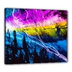 Night Skiing Colored Dead Grateful Lights Mountain Canvas 24  x 20  (Stretched)