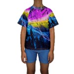 Night Skiing Colored Dead Grateful Lights Mountain Kids  Short Sleeve Swimwear