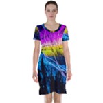 Night Skiing Colored Dead Grateful Lights Mountain Short Sleeve Nightdress