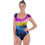 Night Skiing Colored Dead Grateful Lights Mountain Short Sleeve Leotard 