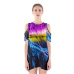 Night Skiing Colored Dead Grateful Lights Mountain Shoulder Cutout One Piece Dress