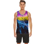 Night Skiing Colored Dead Grateful Lights Mountain Men s Wide Collar Tank Top