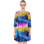 Night Skiing Colored Dead Grateful Lights Mountain Smock Dress