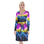 Night Skiing Colored Dead Grateful Lights Mountain Long Sleeve Velvet Front Wrap Dress