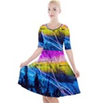 Night Skiing Colored Dead Grateful Lights Mountain Quarter Sleeve A-Line Dress