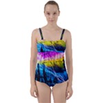 Night Skiing Colored Dead Grateful Lights Mountain Twist Front Tankini Set