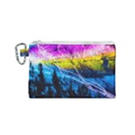 Night Skiing Colored Dead Grateful Lights Mountain Canvas Cosmetic Bag (Small)