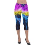 Night Skiing Colored Dead Grateful Lights Mountain Lightweight Velour Capri Leggings 