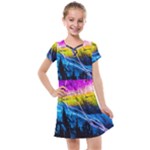 Night Skiing Colored Dead Grateful Lights Mountain Kids  Cross Web Dress