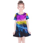 Night Skiing Colored Dead Grateful Lights Mountain Kids  Simple Cotton Dress