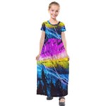 Night Skiing Colored Dead Grateful Lights Mountain Kids  Short Sleeve Maxi Dress