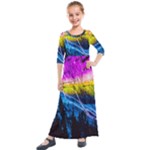 Night Skiing Colored Dead Grateful Lights Mountain Kids  Quarter Sleeve Maxi Dress