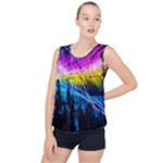 Night Skiing Colored Dead Grateful Lights Mountain Bubble Hem Chiffon Tank Top