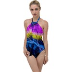 Night Skiing Colored Dead Grateful Lights Mountain Go with the Flow One Piece Swimsuit