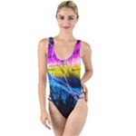 Night Skiing Colored Dead Grateful Lights Mountain High Leg Strappy Swimsuit