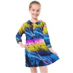 Night Skiing Colored Dead Grateful Lights Mountain Kids  Quarter Sleeve Shirt Dress