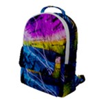 Night Skiing Colored Dead Grateful Lights Mountain Flap Pocket Backpack (Large)