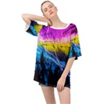 Night Skiing Colored Dead Grateful Lights Mountain Oversized Chiffon Top