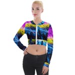 Night Skiing Colored Dead Grateful Lights Mountain Long Sleeve Cropped Velvet Jacket