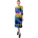 Night Skiing Colored Dead Grateful Lights Mountain Ruffle End Midi Chiffon Dress