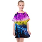 Night Skiing Colored Dead Grateful Lights Mountain Kids  One Piece Chiffon Dress