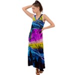 Night Skiing Colored Dead Grateful Lights Mountain V-Neck Chiffon Maxi Dress