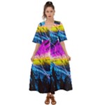 Night Skiing Colored Dead Grateful Lights Mountain Kimono Sleeve Boho Dress