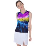 Night Skiing Colored Dead Grateful Lights Mountain Women s Sleeveless Sports Top