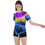 Night Skiing Colored Dead Grateful Lights Mountain Asymmetrical Short Sleeve Sports T-Shirt