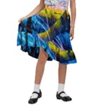 Night Skiing Colored Dead Grateful Lights Mountain Kids  Ruffle Flared Wrap Midi Skirt