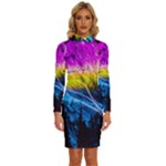 Night Skiing Colored Dead Grateful Lights Mountain Long Sleeve Shirt Collar Bodycon Dress