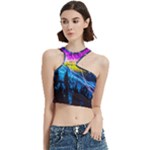 Night Skiing Colored Dead Grateful Lights Mountain Cut Out Top