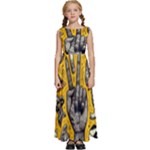 Yellow Template Design Kids  Satin Sleeveless Maxi Dress