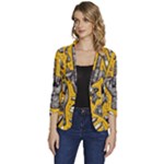 Yellow Template Design Women s One-Button 3/4 Sleeve Short Jacket