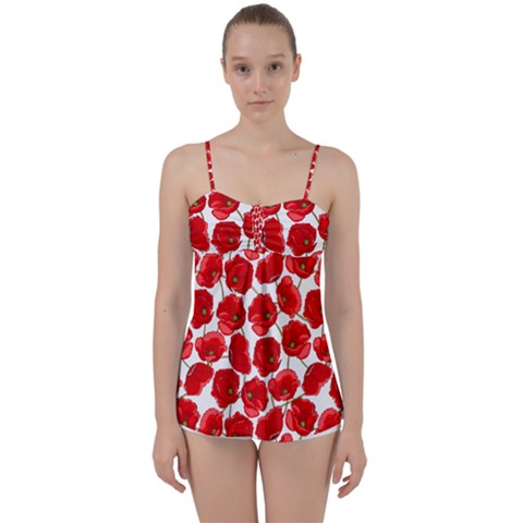 Flower Poppies Plant Petal Babydoll Tankini Top from ArtsNow.com