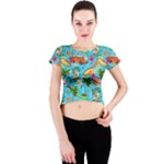 Summer Pattern Seamless Crew Neck Crop Top