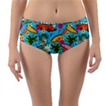 Summer Pattern Seamless Reversible Mid-Waist Bikini Bottoms